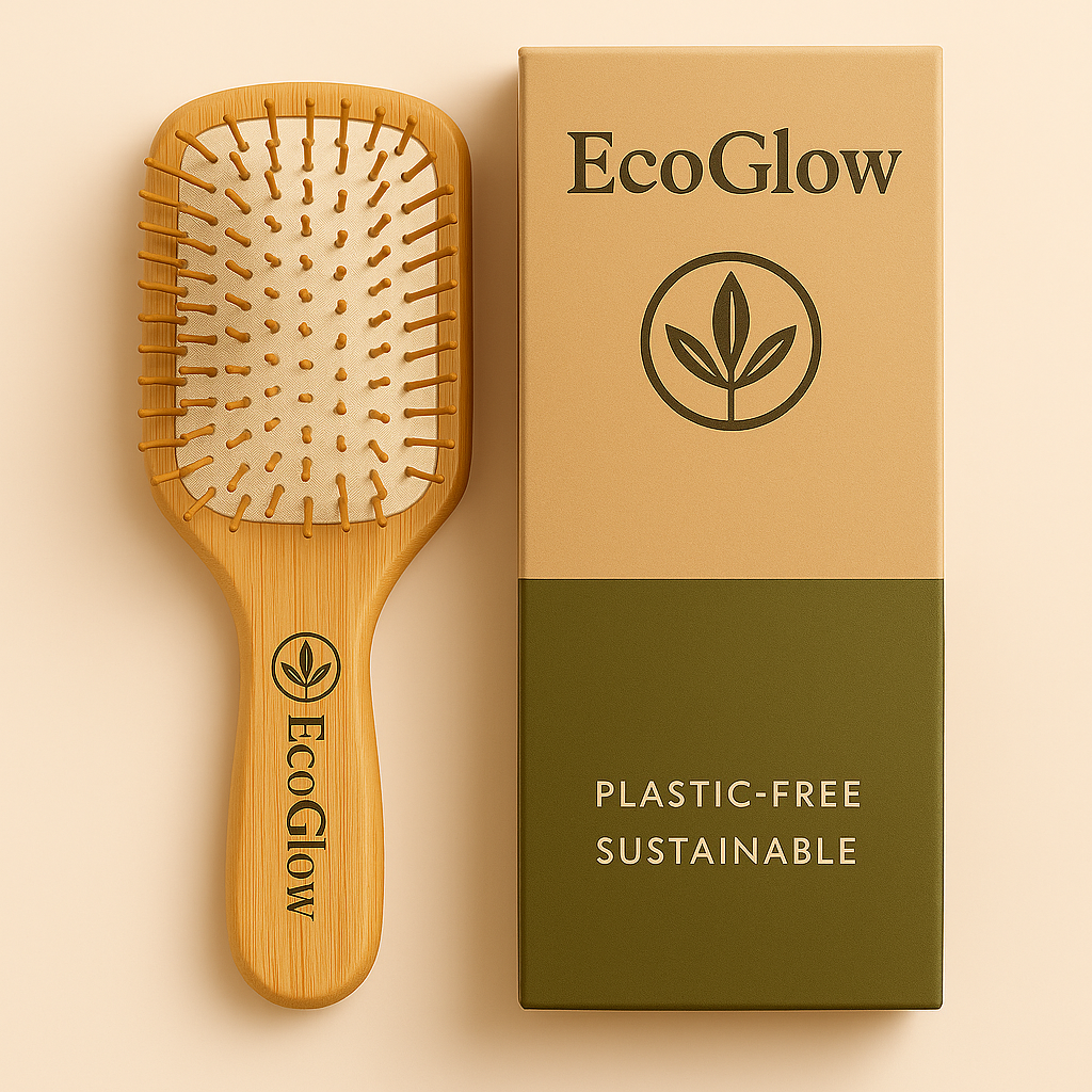 EcoGlow Bamboo Paddle Hairbrush – Plastic-Free & Sustainable
