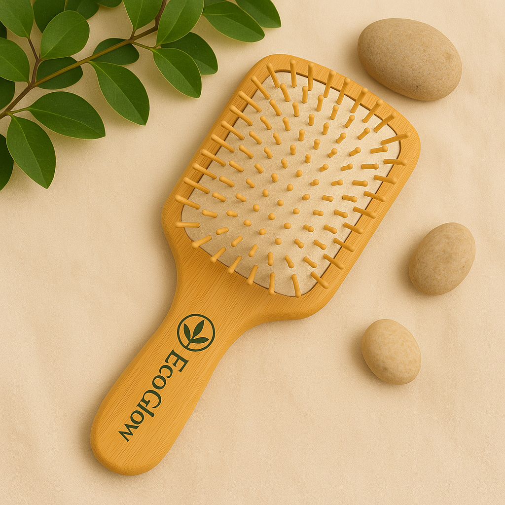 EcoGlow Bamboo Paddle Hairbrush – Plastic-Free & Sustainable