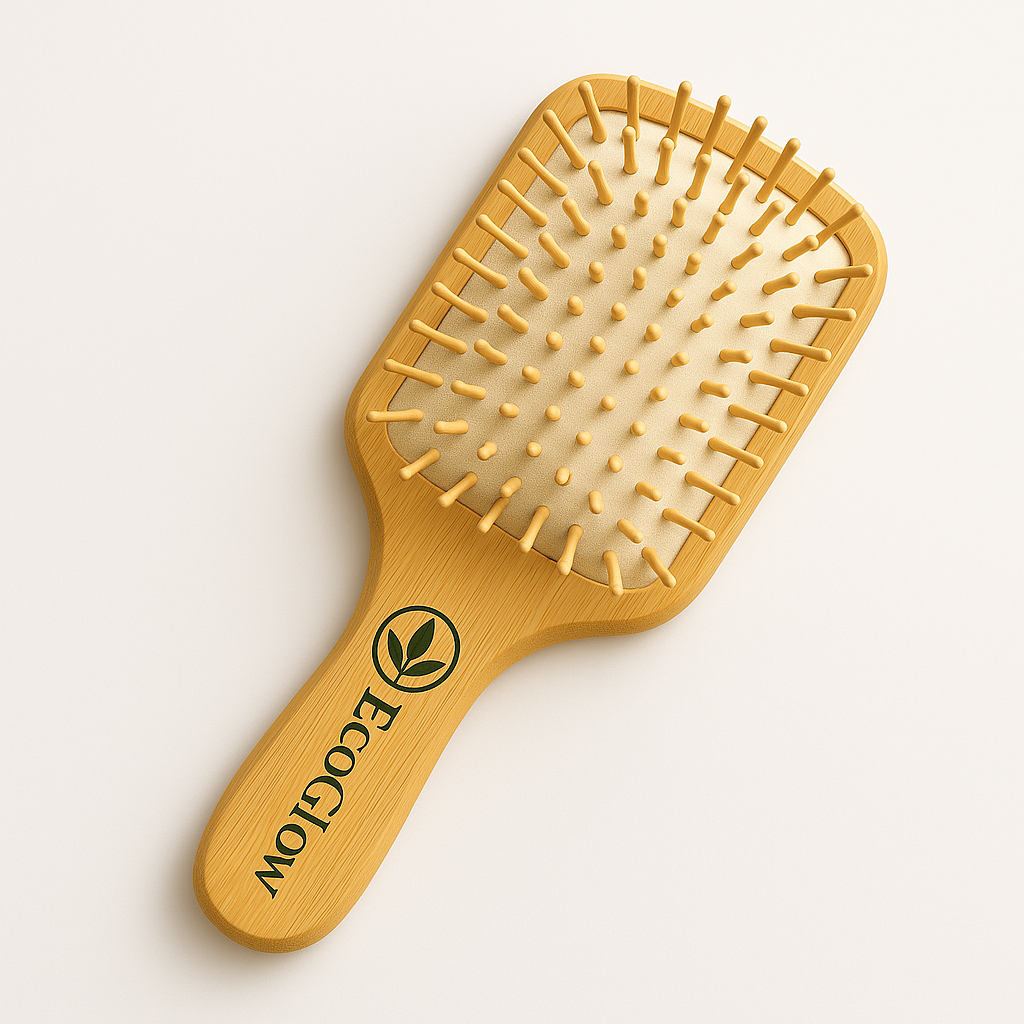 EcoGlow Bamboo Paddle Hairbrush – Plastic-Free & Sustainable