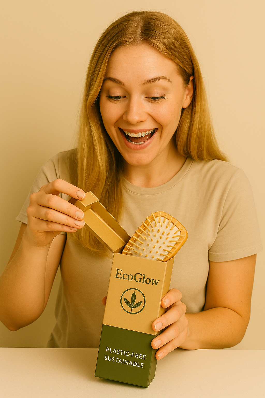 EcoGlow Bamboo Paddle Hairbrush – Plastic-Free & Sustainable